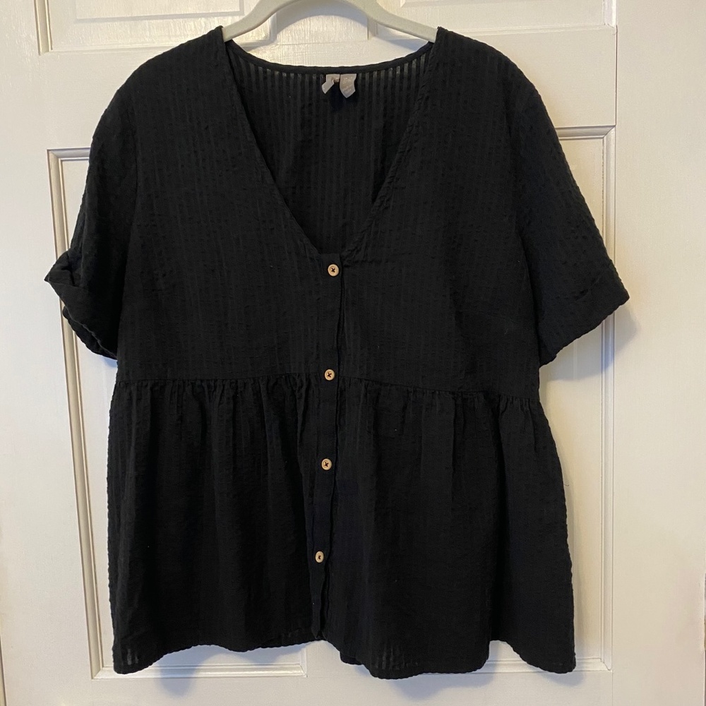 ASOS black button down peplum top